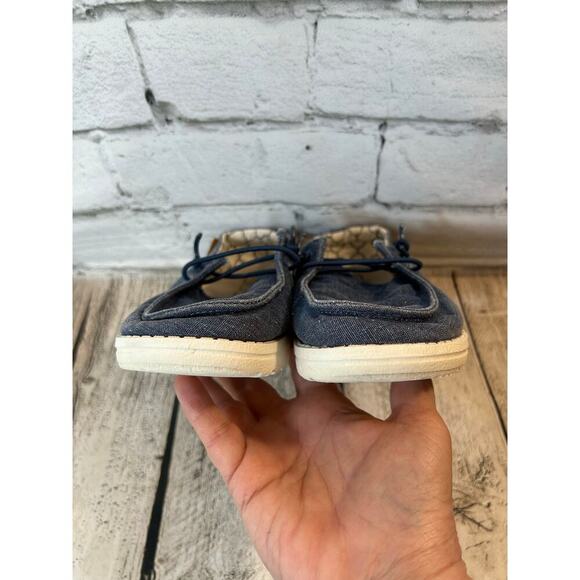 HEYDUDE Girl’s Wendy Sparkle Denim Shoes / Size: Y2-Y3 - Picture 8 of 10